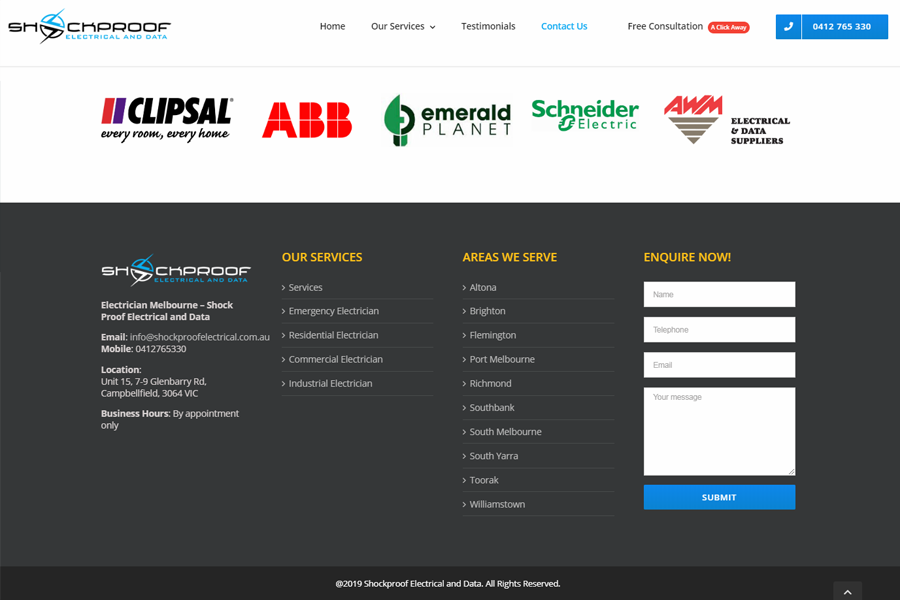 Web Design, SEO, Social Media Agency Melbourne - Client Shock Proof Electrical